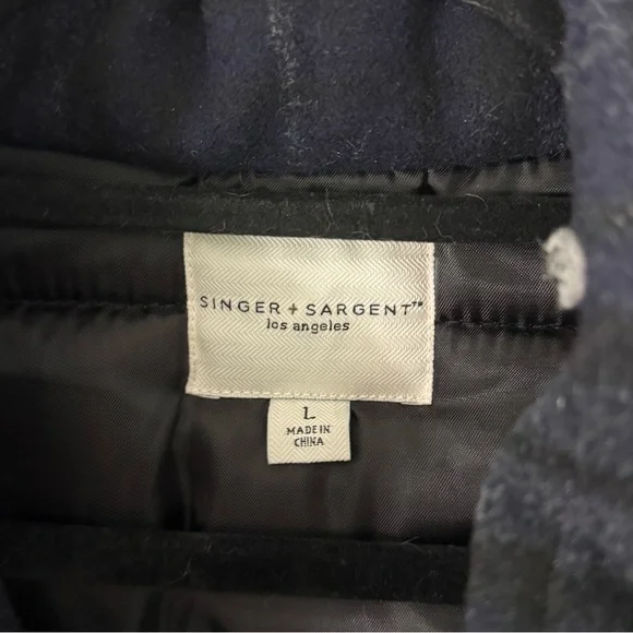 SINGER + SARGENT Wool Blend Fully Lined Blue Black Plaid Puffer Vest Size L - Picture 6 of 8